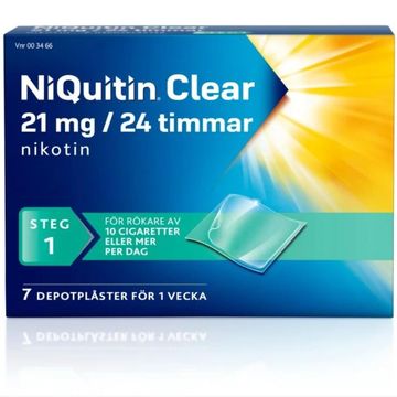 NiQuitin Clear 21 mg/24 h Nikotin, depotplåster, 7 st