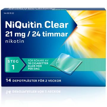 NiQuitin Clear 21 mg/24 h Nikotin, depotplåster, 14 st