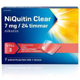 NiQuitin Clear 7 mg/24 timmar Nikotin, Depotplåster, 7 styck