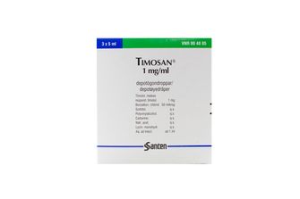 Timosan 1 mg/ml Timolol, Depotögondroppar, 3 x 5 milliliter