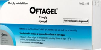 Oftagel 2,5 mg/g Tårsubstitut och övriga indifferenta medel, Ögongel, 3 x 10 gram