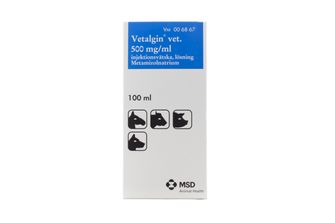 Vetalgin vet. Injektionsvätska, lösning 500 mg/ml 100 milliliter