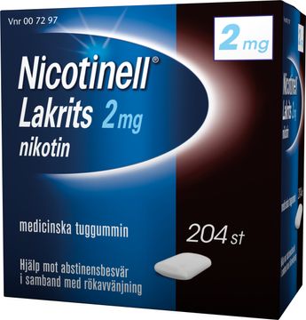 Nicotinell Lakrits 2 mg Nikotin, medicinskt tuggummi, 204 st