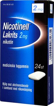 Nicotinell Lakrits 2 mg Medicinskt nikotintuggummi, 24 st