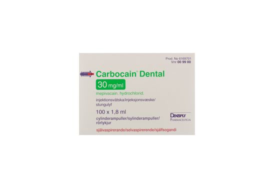 Carbocain dental Injektionsvätska, lösning 30 mg/ml 100 x 1,8 milliliter