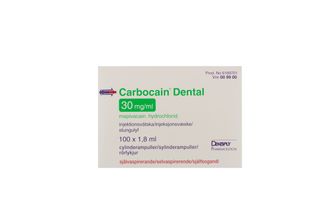 Carbocain dental 30 mg/ml Mepivakain, Injektionsvätska, lösning, 100 x 1.8 milliliter