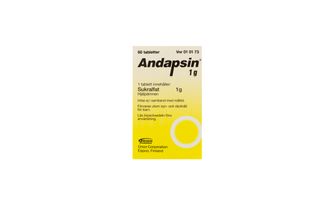 Andapsin 1 g Sukralfat, Tablett, 60 styck