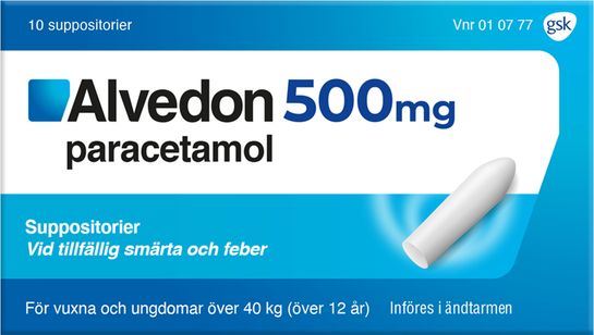 Alvedon Suppositorium 500 mg Paracetamol 10 styck