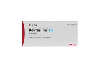 Doktacillin Ampicillin, Pulver till injektions-/infusionsvätska, lösning, 10 x 1 gram