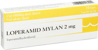 Loperamid Viatris 2 mg Loperamid, Kapsel, hård, 16 kapsel/kapslar