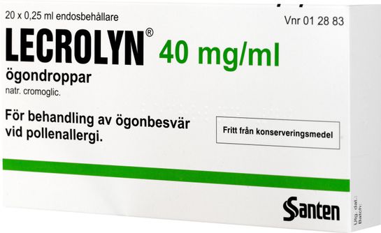 Lecrolyn Ögondroppar, lösning i endosbehållare 40 mg/ml Natriumkromoglikat 20 x 1 dos(er)