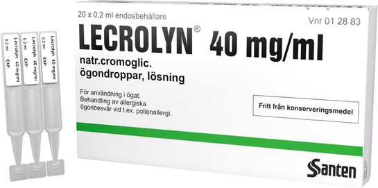 Lecrolyn Ögondroppar, lösning i endosbehållare 40 mg/ml Natriumkromoglikat 20 x 1 dos(er)