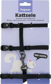 Dogman Kattsele-set Findus Svart Sele och koppel 1 st