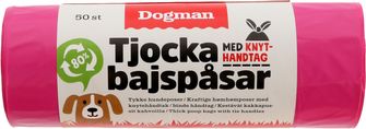 Dogman Bajspåsar Knythantag Rosa Tjocka bajspåsar 50 st