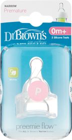 Dr. Brown's Preemie Flow Silicone Narrow Nipple Dinapp 2 st