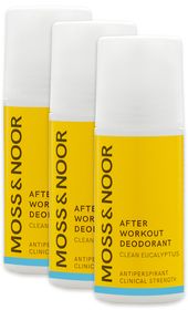 Moss & Noor Workout Deodorant Clean Eucalyptus Kraftfull antiperspirant 3 x 60 ml