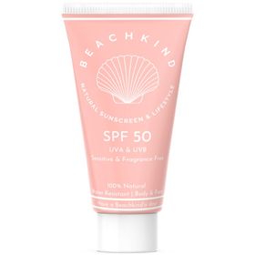 Beachkind Natural sunscreen sensitive fragrance free SPF50 Solskydd för ansikte och kropp 50 ml