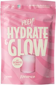 Heey! Hydrate & Glow, Electrolytes + Coll-egan®, Watermelon Vätskeersättning 240 g