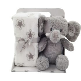 Carlo Baby Fleecefilt grå stjärna & gosedjur grå elefant Fleecefilt 1 st