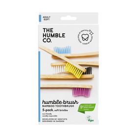 The Humble Co Flat Curved Adult Medium Tandborstar av nedbrytbar bambu 5 st