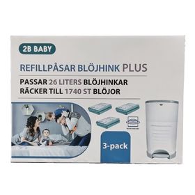2B Baby Refillpåsar plus 26 liters blöjhinkar 3-pack (1740 st blöjor) Refillpåsar till blöjhink 1 st