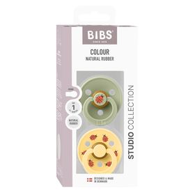 BIBS Pacifier Studio Colour Ladybug Latex Size 1 Sage Mix Nappar 2 st