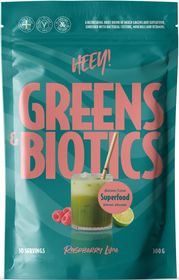 Heey! Greens & Biotics Superfood Hallon Lime Veganskt pulver 300 g