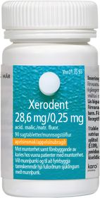 Xerodent 28,6 mg/0,25 mg Kombinationer, Sugtablett, 90 styck