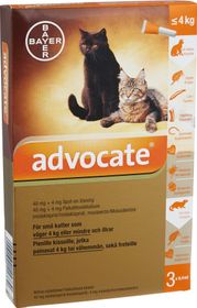 Advocate för små katter och illrar 40 mg/4 mg Moxidektin, kombinationer, Spot-on, lösning, 3 x 0,4 milliliter