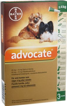 Advocate för små hundar Spot-on, lösning 40 mg/10 mg 3 x 0,4 milliliter