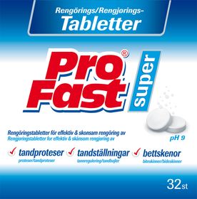 Profast Rengöringstablett Rengöringstabletter för tandprotes 32 st