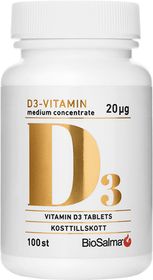 BioSalma D3 Vitamin Medium Concentrate 20ug Tabletter 100 st