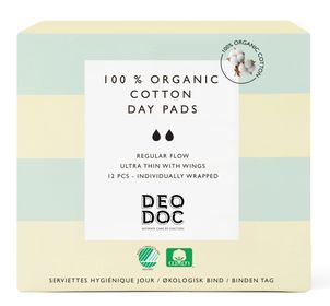 DeoDoc Organic Cotton Day Pad Dagbindor 12 st