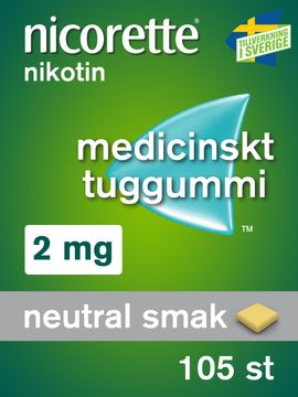 Nicorette Neutral Smak 2 mg Medicinskt nikotintuggummi, 105 st