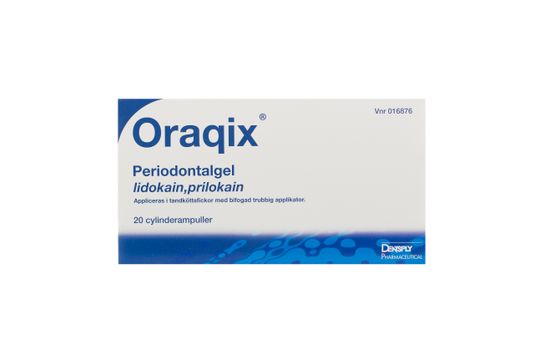 Oraqix Periodontalgel Lidokain + prilokain 20 x 1,7 gram