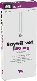 Baytril vet. 150 mg Enrofloxacin, Tablett, 20 styck
