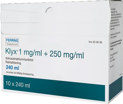Klyx Rektallösning 1mg/ml+250mg/ml 10 x 120 milliliter