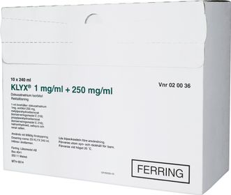 Klyx 1 mg/ml+250 mg/ml Dokusatnatrium, inkl. kombinationer, Rektallösning, 10 x 240 milliliter