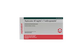 Septocaine 40 mg/ml + 5 mikrogram/ml Artikain, kombinationer, Injektionsvätska, lösning, 50 x 1.7 milliliter