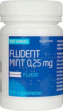 Fludent Mint Sugtablett 0,25 mg Natriumfluorid 200 styck