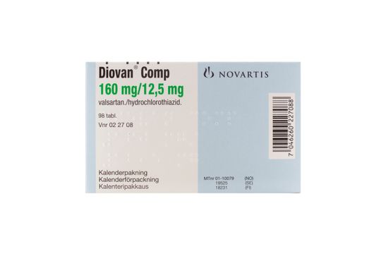 Diovan Comp Filmdragerad tablett 160 mg/12,5 mg Valsartan + hydroklortiazid 98 tablett(er)