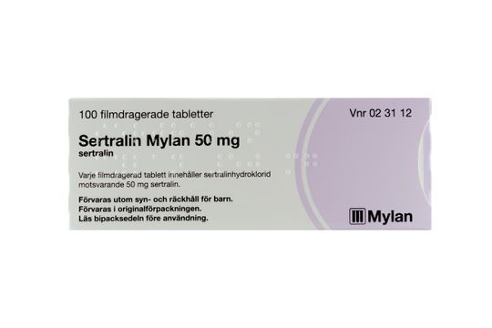 Sertralin Mylan Filmdragerad tablett 50 mg Sertralin 100 x 1 tablett(er)