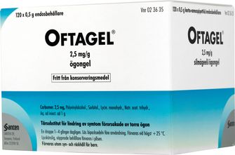 Oftagel 2,5 mg/g Tårsubstitut och övriga indifferenta medel, Ögongel i endosbehållare, 120 styck