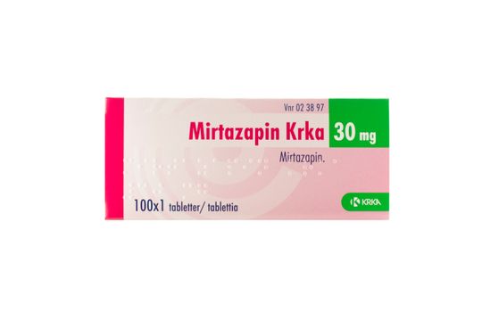 Mirtazapin Krka Filmdragerad tablett 30 mg Mirtazapin 100 x 1 tablett(er)
