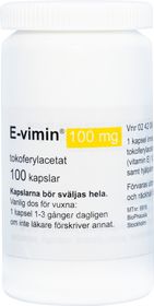E-vimin 100 mg Tokoferol (vitamin E), Kapsel, mjuk, 100 styck