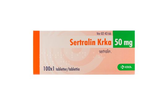 Sertralin Krka Filmdragerad tablett 50 mg Sertralin 100 x 1 tablett(er)