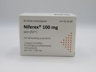 Niferex 100 mg Järn(II)glycinsulfat, Enterokapsel, hård, 50 kapsel/kapslar