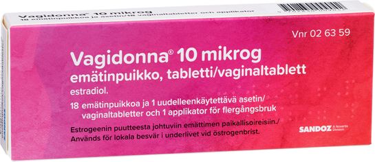 Vagidonna 10 mikrogram Estradiol, tablett, 18 st