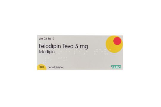 Felodipin Teva Depottablett 5 mg Felodipin 100 x 1 styck