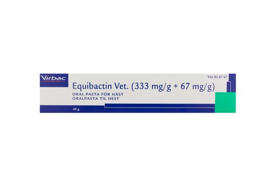 Equibactin vet. Oral pasta 333 mg/g + 67 mg/g Sulfadiazin och trimetoprim 45 gram